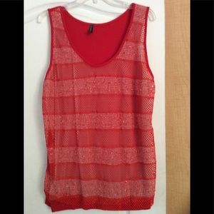 New you n me - Red color/net  women Top Size XL